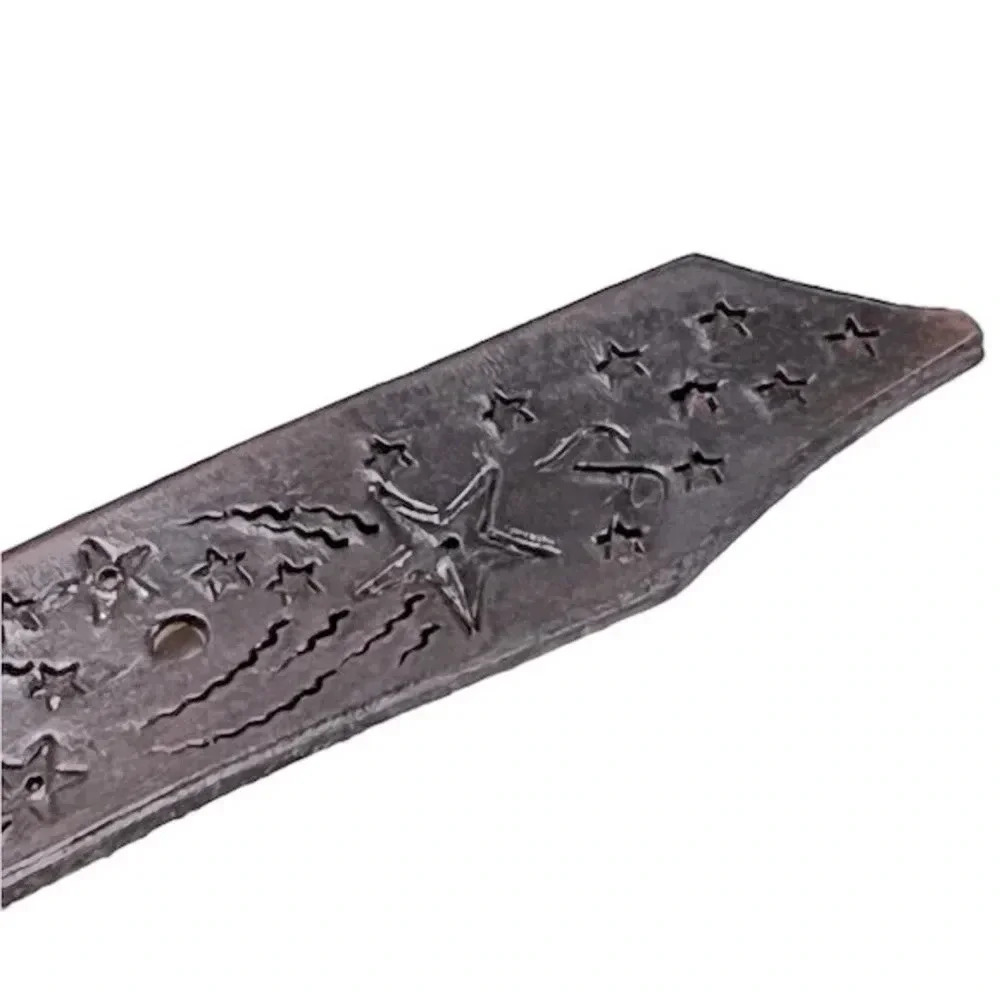 🍀 2/$22 Leather Hand Tooled Initials Brown Womens Belt size medium - Picture 4 of 7